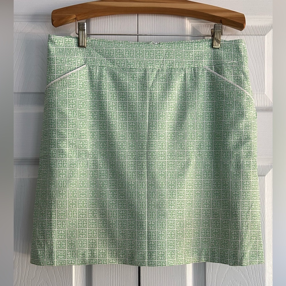 Peter Millar Skort Womens Size 8 Green White Geometric Golf Pickleball Wicking